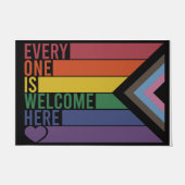 Farbenfrohe Begrüßungsmatte, jeder ist hier willko Fußmatte (Vorderseite)