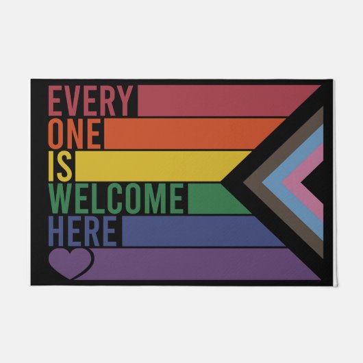 Farbenfrohe Begrüßungsmatte, jeder ist hier willko Fußmatte (Vorderseite)