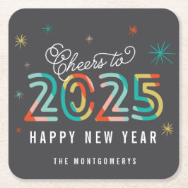 Farbenfrohe Beifall für die Sternexplosionen 2025 Rechteckiger Pappuntersetzer