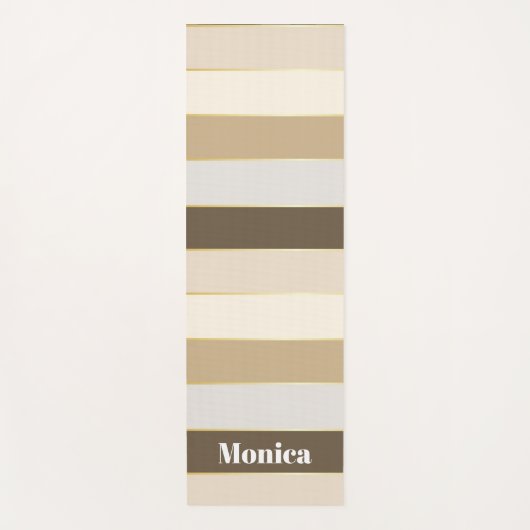 Farbenfrohe Beige Gold Personalisierte Farbstreife Yogamatte (Vorderseite)