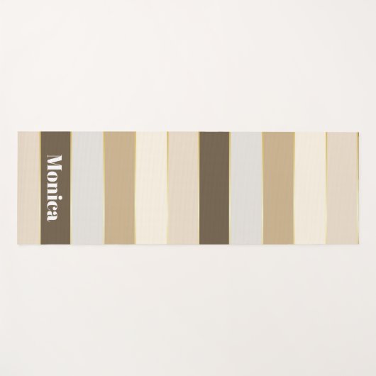 Farbenfrohe Beige Gold Personalisierte Farbstreife Yogamatte (Vorderseite (Horizontal))