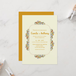 Farbenfrohe Beige Wildblume Border Wedding Einladung