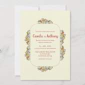 Farbenfrohe Beige Wildblume Border Wedding Einladung (Vorderseite)