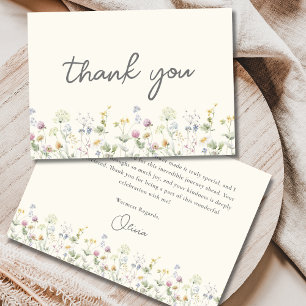 Farbenfrohe Beige Wildblume Brautparty Dankeskarte