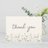 Farbenfrohe Beige Wildblume Brautparty Dankeskarte (Stehend Vorderseite)