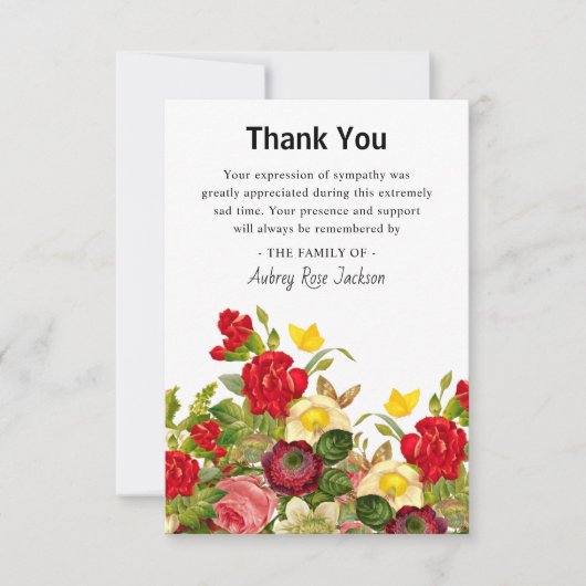 Farbenfrohe Beileid Beerdigung Danke Ankündigung (Vorderseite)
