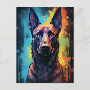 Farbenfrohe belgische Malinois Postkarte