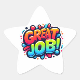 Farbenfrohe Belohnung Großer Job! Stern-Aufkleber