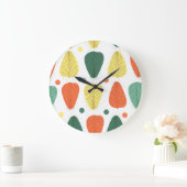 Farbenfrohe bemalte Blätter, glänzendes Geschäftsu Große Wanduhr (Zuhause)