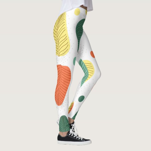 Farbenfrohe bemalte Blätter, glänzendes Geschäftsu Leggings (Rechts)