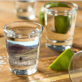 Farbenfrohe bemalte Hügel Foto Schnapsglas