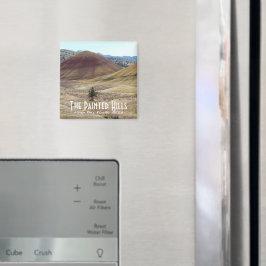 Farbenfrohe bemalte Hügel Landschaft Magnet