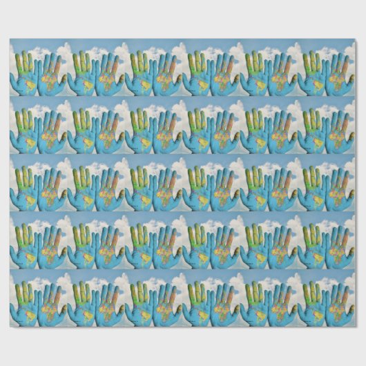 Farbenfrohe bemalte Weltkarte in Handarbeit, Art F Geschenkpapier (Flach)