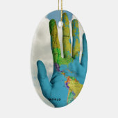 Farbenfrohe bemalte Weltkarte in Handarbeit, Art F Keramikornament (Rechts)