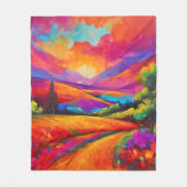 Farbenfrohe Berge Sonnenuntergang Landschaftsbild  Fleecedecke (Vorderseite)