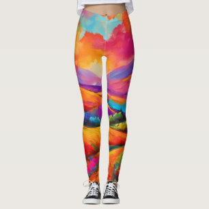 Farbenfrohe Berge Sonnenuntergang Landschaftsbild Leggings