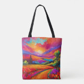 Farbenfrohe Berge Sonnenuntergang Landschaftsbild  Tasche (Rückseite)