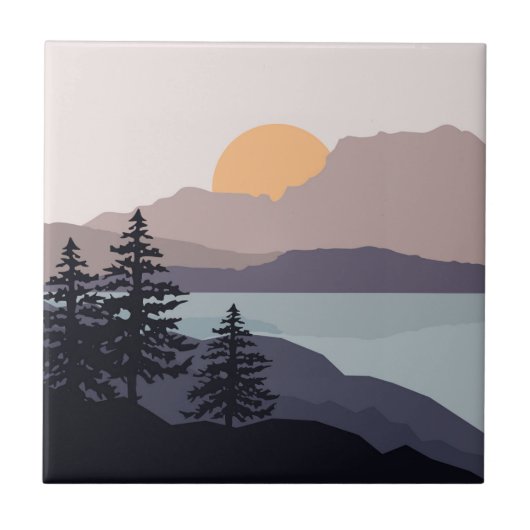 Farbenfrohe Berglandschaft Fliese (Vorderseite)