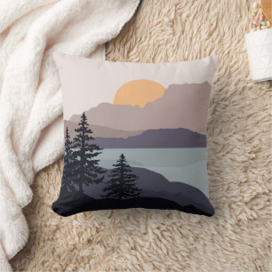Farbenfrohe Berglandschaft Kissen