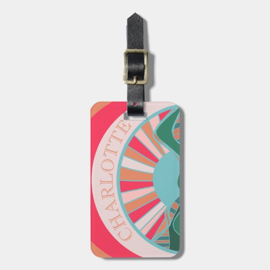 Farbenfrohe Bergsonne Moderne Gepäckanhänger (Vorderseite vertikal)