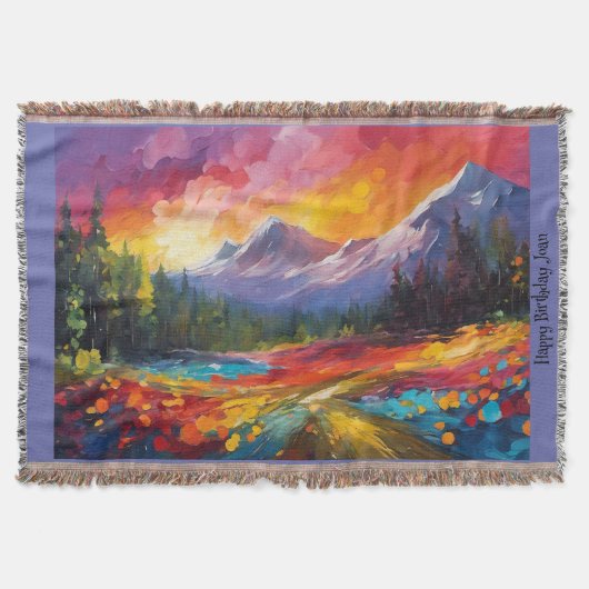 Farbenfrohe Bergtal Name oder Text hinzufügen Decke (Vorderseite)