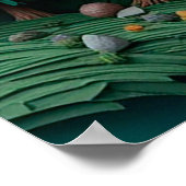 Farbenfrohe Bergwelt mit Fluss, Bäume Poster (Ecke)