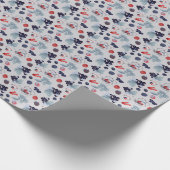 Farbenfrohe Berries, Teeköpfe und Cups auf Grau Geschenkpapier (Ecke)