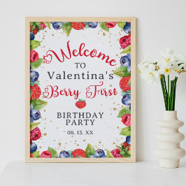 Farbenfrohe Berry Erster Geburtstag Party Willkomm Poster