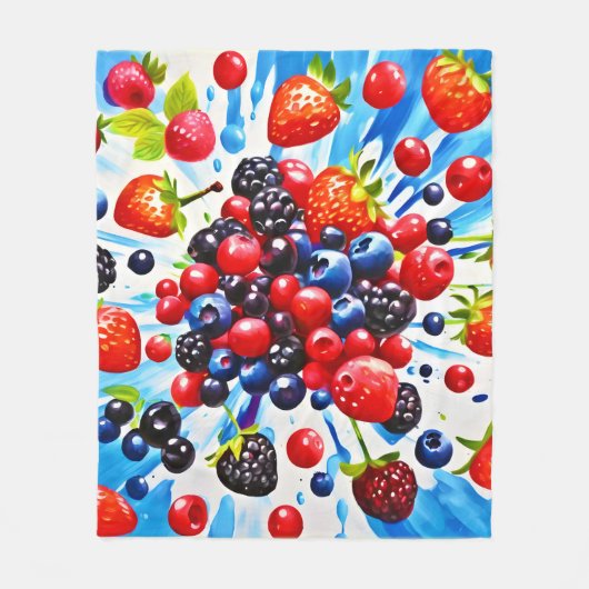 Farbenfrohe Berry Fiesta Design Fleecedecke (Vorderseite)