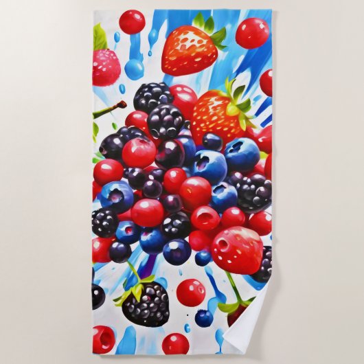 Farbenfrohe Berry Fiesta Design Strandtuch (Vorderseite)