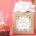 Farbenfrohe Berry Foliage Hoppy Holidays Familieng Quadratischer Aufkleber<br><div class="desc">Farbenfrohe Berry Foliage Happy Holidays Familiengeschenk Square Sticker</div>