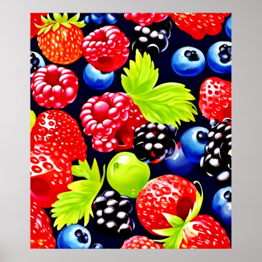 Farbenfrohe Berry Medley Design Poster (Vorne)