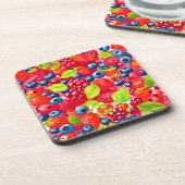 Farbenfrohe Berry Pattern Getränkeuntersetzer (Linke Seite)