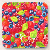 Farbenfrohe Berry Pattern Getränkeuntersetzer (Vorderseite)