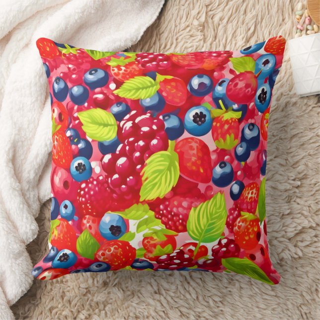 Farbenfrohe Berry Pattern Kissen (Decke)