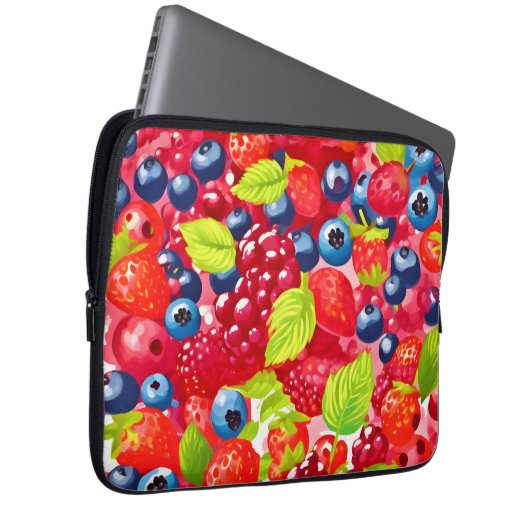 Farbenfrohe Berry Pattern Laptopschutzhülle (Vorne Rechts)