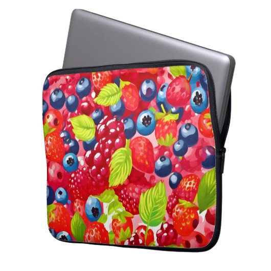 Farbenfrohe Berry Pattern Laptopschutzhülle (Vorderseite Links)