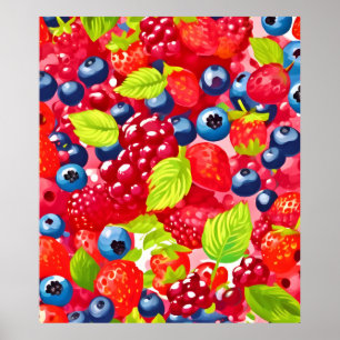 Farbenfrohe Berry Pattern Poster