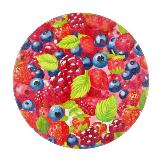 Farbenfrohe Berry Pattern Schneidebrett (Vorderseite)