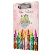 Farbenfrohe Beste Lehrerin je Rainbow Crayon Klemmbrett (Links)