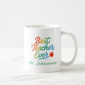 Farbenfrohe Beste Lehrerin je Typografie ft. Apfel Kaffeetasse