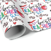 Farbenfrohe beste Lehrerin je Typografie Geschenkpapier (Rolleneckpunkt)