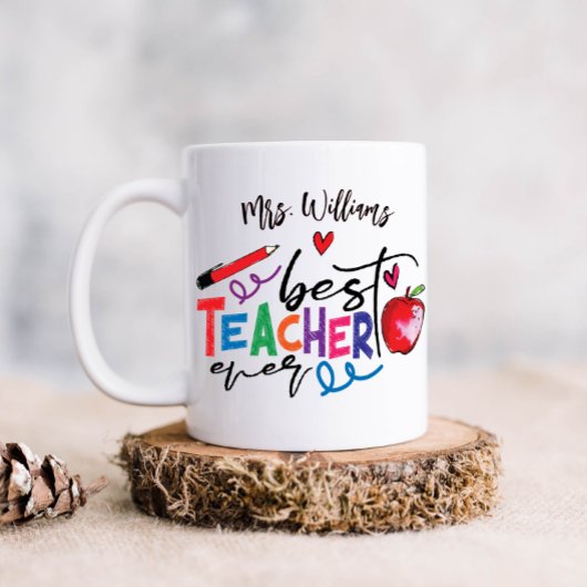 Farbenfrohe beste Lehrerin je Typografie Kaffeetasse