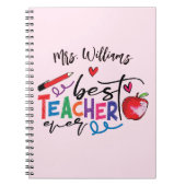 Farbenfrohe beste Lehrerin je Typografie Notizblock (Vorderseite)