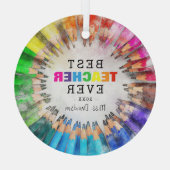 Farbenfrohe Beste Lehrerin je Wertschätzung Weihna Ornament Aus Glas (Rückseite)