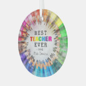 Farbenfrohe Beste Lehrerin je Wertschätzung Weihna Ornament Aus Glas (Vorderseite links)