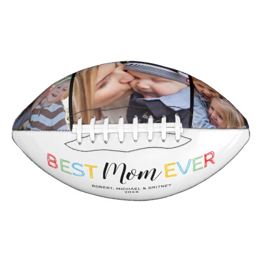Farbenfrohe beste Mama je Foto Collage Football (Vorderseite)