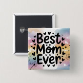 Farbenfrohe beste Mama je Wasserfarbener Himmel Button (Vorne & Hinten)