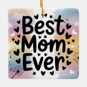 Farbenfrohe beste Mama je Wasserfarbener Himmel Keramikornament