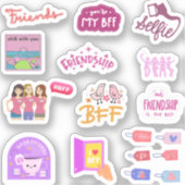 Farbenfrohe Besties / Beste Friend Sticker Pack (Vorderseite)